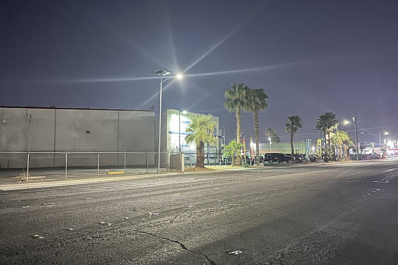 clark country installing fonroche solar street light