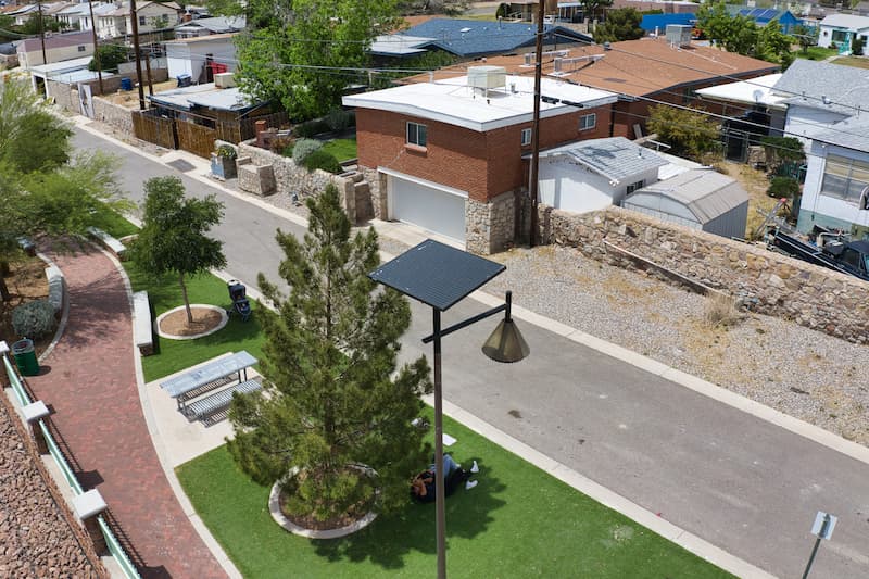 Eco-friendly solar street lights in a sustainable city project