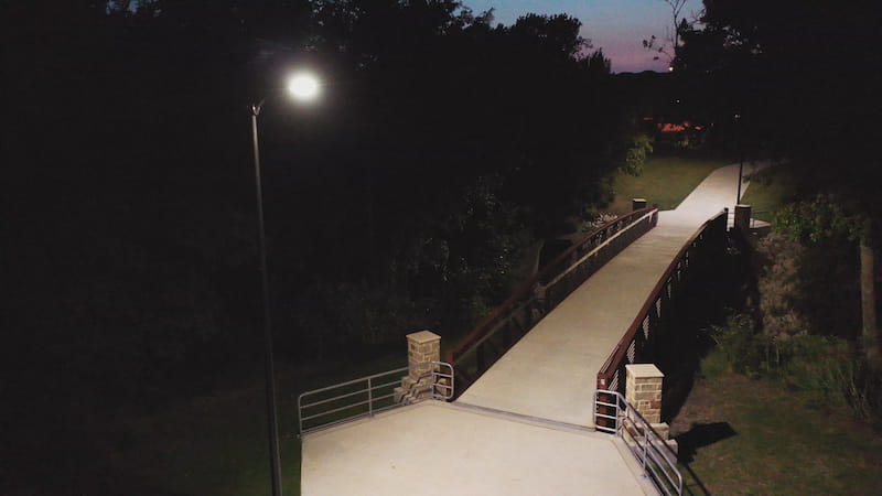 Nature trail with solar-powered lighting