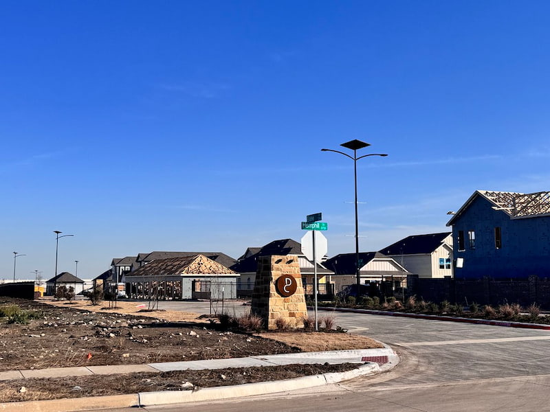 residential street with solar street lights