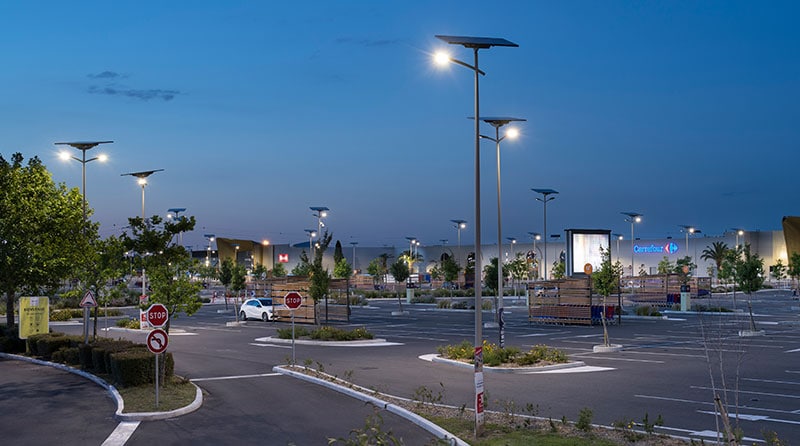 Solar lighting for parking lots providing cost-effective and reliable illumination for municipalities